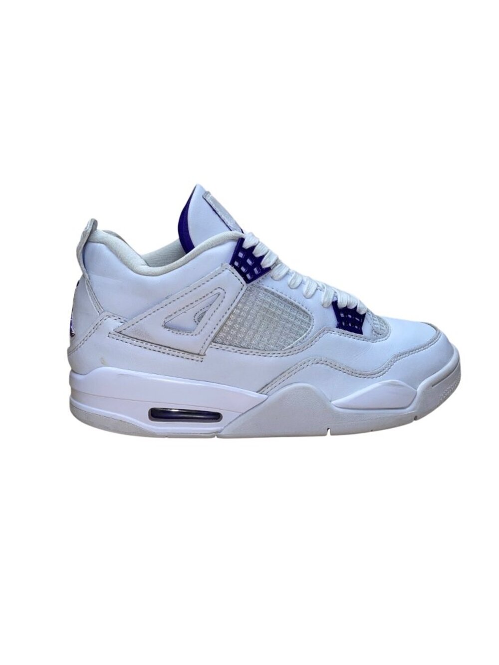Air Jordan 4 Retro Men’s Metallic Purple & White Leather Sneakers Size US 9.5
